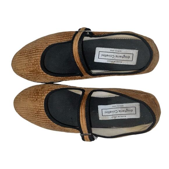 Drogheria Crivellini Brown Corduroy Black Trim Cloth Ballet Flats   Size: EU 37 - Picture 5 of 8
